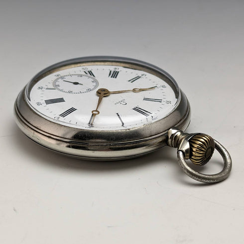 Around 1910 Antique Omega pocket watch with silver plated case works well
